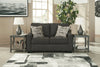 Loveseat Lucina en gris con tapicería de microfibra y almohadas decorativas - Estylo House