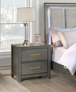 Buro Moderno Para Recamara, Mesita De Noche Minimalista Gris - Estylo House Muebleria
