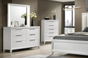 Cajonera de madera blanca Cressida, recamara Blanca Moderna minimalista - Estylo House Muebleria