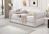 Cama Canguro Philipa beige cerrada, vista lateral en sala con lámpara y cuadros decorativos - Estylo House Muebleria