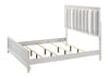 Cama King Cressida, Cama Blanca Moderna Cabecera Tapizada - Estylo House Muebleria