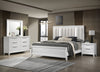 Cama King Cressida, Cama Blanca Moderna Cabecera Tapizada - Estylo House Muebleria