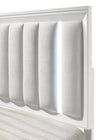 Cama King Cressida, Cama Blanca Moderna Cabecera Tapizada - Estylo House Muebleria