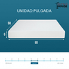 Diagrama del Colchón de Memory Foam Artemisia 6" con sus medidas en pulgadas y escala de firmeza indicando nivel medio entre más suave y más firme - Estylo House Muebleria