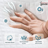 Primer plano de una mano tocando la textura acolchada del Colchón de Memory Foam Artemisia 8", destacando su textura suave, permeabilidad al aire y superficie agradable para la piel - Estylo House Muebleria