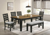 Comedor De Madera Bardstown madera y gris Tradicional 4 Sillas Y Banca - Estylo House Muebleria