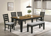 Comedor De Madera Bardstown madera y gris Tradicional 4 Sillas Y Banca - Estylo House Muebleria