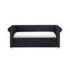 Daybed Ellie negro capitoneado cerrado, vista frontal estilo chesterfield con tachuelas - Estylo House Muebleria