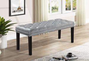 Banca De Terciopelo Para Sala O Recamara Gris - Estylo House Muebleria