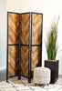 Biombo Plegable Marlene de 3 Paneles – Estilo Rústico con Patrón Herringbone en Acabado Tabaco - Estylo House Muebleria