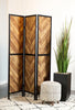 Biombo Plegable Marlene de 3 Paneles – Estilo Rústico con Patrón Herringbone en Acabado Tabaco - Estylo House Muebleria