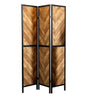 Biombo Plegable Marlene de 3 Paneles – Estilo Rústico con Patrón Herringbone en Acabado Tabaco - Estylo House Muebleria