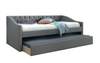Cama canguro Elegante Loretta gris con tachuelas y trundle extraído, vista de estudio sobre fondo blanco - Estylo House Muebleria