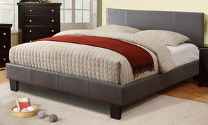 Cama Winn Park king, Cama Moderna De Piel Gris - Estylo House Muebleria