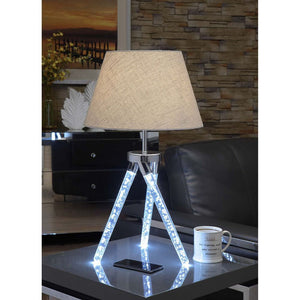 Lampara De Mesa Con Patas Con Leds, Lampara Moderna Cromada - Estylo House Muebleria