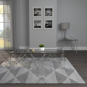 Mesa De Centro Minimalista De Cristal Y Metal Chalet - Estylo House Muebleria