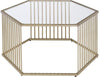 Mesa De Centro Minimalista Elegante Dorada, Cristal Templado - Estylo House Muebleria