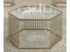 Mesa De Centro Minimalista Elegante Dorada, Cristal Templado - Estylo House Muebleria