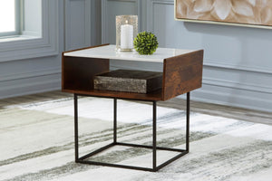 Mesa De Lateral Moderna De Madera Y Mármol, Mesa Minimalista - Estylo House Muebleria