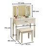 Peinador blanco Potterville, Vanity con espejo de 3 caras - Estylo House Muebleria
