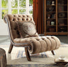Sillón individual capitoné con cojín decorativo y patas de madera curvas, sala clásica Luis XV - Estylo House