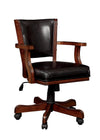 Silla Para Mesa De Poker Madera Y Cuero, Cherry Y Negro - Estylo House Muebleria
